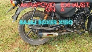 Black Bajaj Boxer X150 ROARING SOUND with Akrapovic muffler exhaust.(BOXER 150X MODIFIED MODIFICADA)