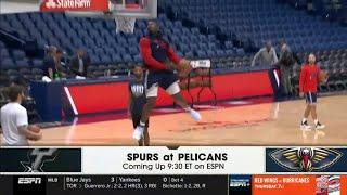 Zion Williamson does a 360 windmill in warmups 