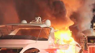 Multiple yachts burst into flames in Northwest Miami-Dade