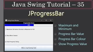 JProgressBar - Bar Color & Progress Label | Part 1 Intro | Swing Tutorial #35