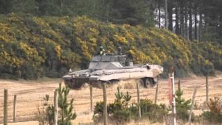 Challenger 2, Scimitar and Supacat Coyote In Action At The Bovington Armour Centre.