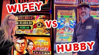 HUBBY VS WIFEY CHALLENGE! WHAT COULD GO WRONG!  #slots #games #casino #gaming #gamble