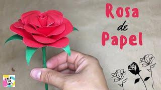  Cómo hacer una ROSA de PAPEL CARTULINA - FÁCIL Y RÁPIDA - San Valentín