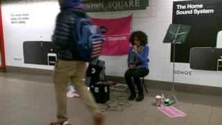 Nadine P. Simmons creates a good day. Union Square, New York