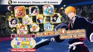 BEST CHARACTERS TO PICK! 9TH ANNIVERSARY CHOOSE A 6 SUMMON! Bleach Brave Souls!