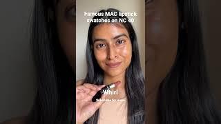 MAC lipstick swatches on NC40 Mac Taupe Mac Whirl Mac Velvet Teddy #maclipstick #lipstickswatches