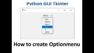 Optionmenu in tkinter | Python Tkinter GUI Tutorial part19