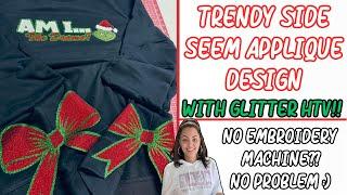 TRENDY SIDE BOW DESIGN WITH GLITTER HTV | How To Do A Side Seam Design with Glitter HTV