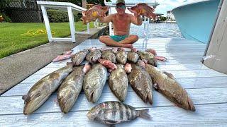 Spearfishing in a Dangerous Storm *We have a Man Down!* ( Snapper Catch Clean & Cook)