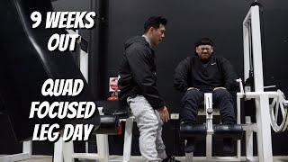 9 WEEKS OUT  | Brutal Quad Focused Leg Day with my Coach