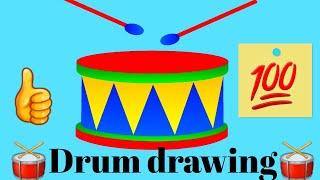 Drawing of Drum || Drum  Drawing|| Drawing for kids || Step by step drawing