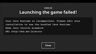 How To Fix Minecraft Launching the game failed | Your Java Runtime is incompatible