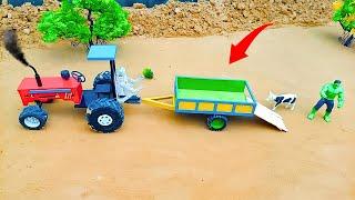 diy mini tractor trolley cow transfer to animal farm | mini creative video | @Acrofter1