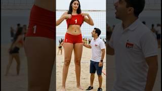 Tallest Beach Interviewer Surprises Interviewer!  - #tallwoman #volleyball #tallgirl #sportwomen