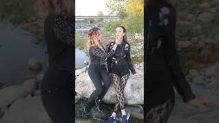 Wetlook - Daniela and Cristina in river doing make up