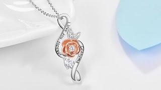 TANGPOET S925 Sterling Halskette Rose Blume für Oma