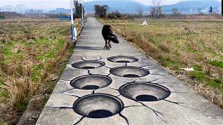 How to Draw Funny 3D art With Charcoal on the road for fun