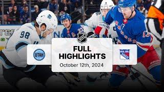 Utah Hockey Club at Rangers | October 12, 2024 | NHL Full Game Highlights