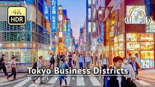 Japan - Tokyo Business Districts: Shimbashi to Kioicho Evening Walking Tour [4K/HDR/Binaural]