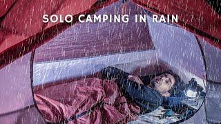 Solo Camping HEAVY RAIN - RELAXING RAIN SOUND in Cozy Tent - ASMR