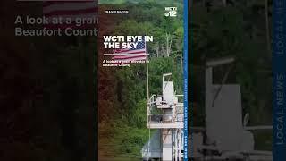 Drone footage: American flag flies over grain elevator