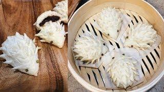 Steamed "Hedgehog" Buns (刺猬黑豆沙包)