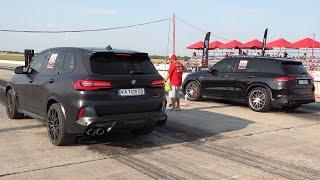 BMW X5M Competition vs Mercedes AMG GLE 63s vs Audi SQ5 - Drag Race