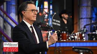 Stephen Colbert Sends Message to Democrats After Protest at Trump Speech | THR News