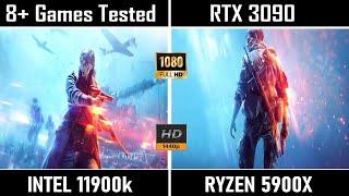 Intel i9 11900k vs 5900x Nvidia RTX 3090 | 8+ Games Benchmark