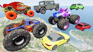 Jump, Smash, Destroy - Cars Monster Trucks Mayhem | Spinners & Hammers Strike Back!