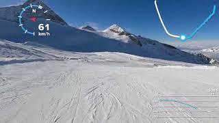 Hintertux, Zillertal, Austria, sli slope 5, fantastic ski run. Temperature was - 19, feels like - 25