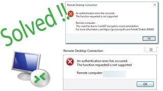 Solved RDP Error: An Authentication error has occurred. The function requested is not supported