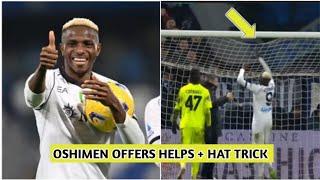 Victor Oshimen helps Sassuolo goalkeeper fix torn net to enable him score the Hat trick against him