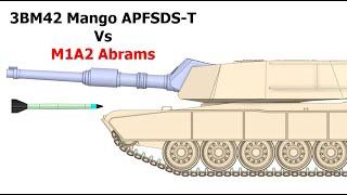 3BM42 Mango APFSDS-T Vs M1A2 Abrams Frontal Armor # Armor Piercing Simulation