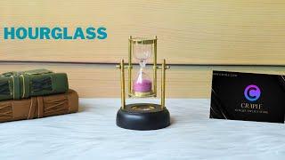 Brass Sand Timer Wood Base with Compass Nautical, Hanging Sand Clock 2 Min Hourglass Pink Sand 