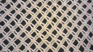 Узор сеточка (вязание крючком). Mesh pattern (Crochet).