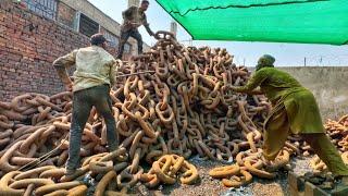 Process of Recycling Millions TON ship Anchor Chain into Wheel Spanner. mass production process