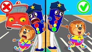 Police Traffic Lights Helps Cross the Street  Safety Tips for Kids | Lion Family | Cartoon for Kids