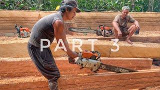 HARD WORK‼️ PART 3 OPERATOR PROFESIONAL MEMBUAT BALOK DARI KAYU KENARI PAKAI MESIN GERGAJI STIHL