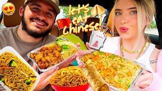 Chinese Food MUKBANG with my boyfriend! + q&a | lo mein, general tso's, kung pao chicken & more