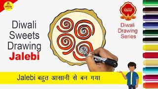 How to draw Sweets - Jalebi | Diwali drawing series