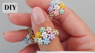 How to Make Beaded Flower Rings | Seed Beads DIY Jewelry