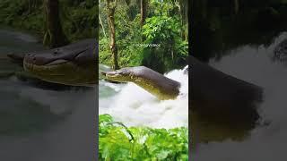 sucuri GIGANTE ataca no rio amazonas! (video raro 4K)  #viral #anaconda #natureza #cobra #shorts
