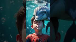 Dolphin Saves Spiderman’s Life | Thanos can't believe it. #shorts # marvel #dc