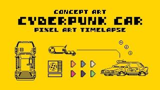 Cyberpunk Car Concept Art (Pixel Timelapse)