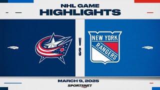 NHL Highlights | Blue Jackets vs. Rangers - March 9, 2025