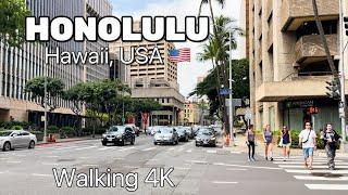 【HAWAII 】downtown Honolulu walking tour , Oahu , Hawaii, USA | Honolulu tour 4K