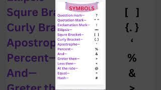 Symbol #youtubeshorts #treadings video #english#sign#language #learning #Education #grammer