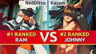 GGST ▰ RedDitto (#1 Ranked Ramlethal) vs Kazam (#2 Ranked Johnny). High Level Gameplay