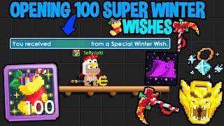 OPENING 100 SUPER WINTER WISHES IN GROWTOPIA (REALLY STUPID)